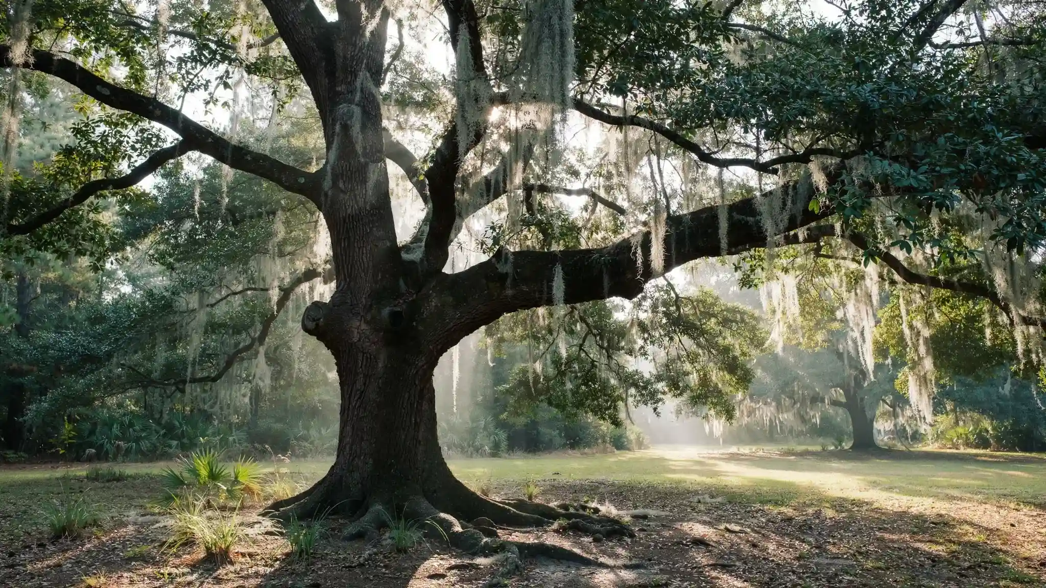 Remarkable Live Oak tree highlighting interesting facts and features.