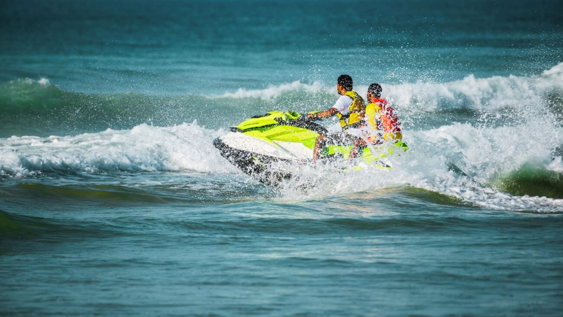 riding the jet skis at the Atlantic.