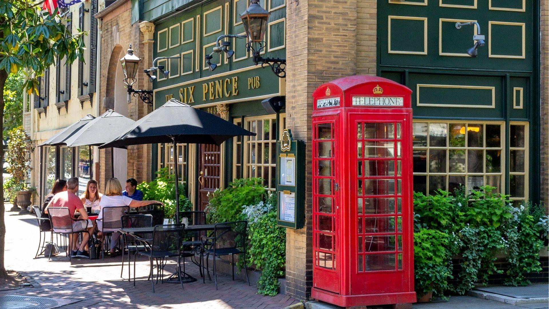 Traditional British pub atmosphere at Six Pence Pub