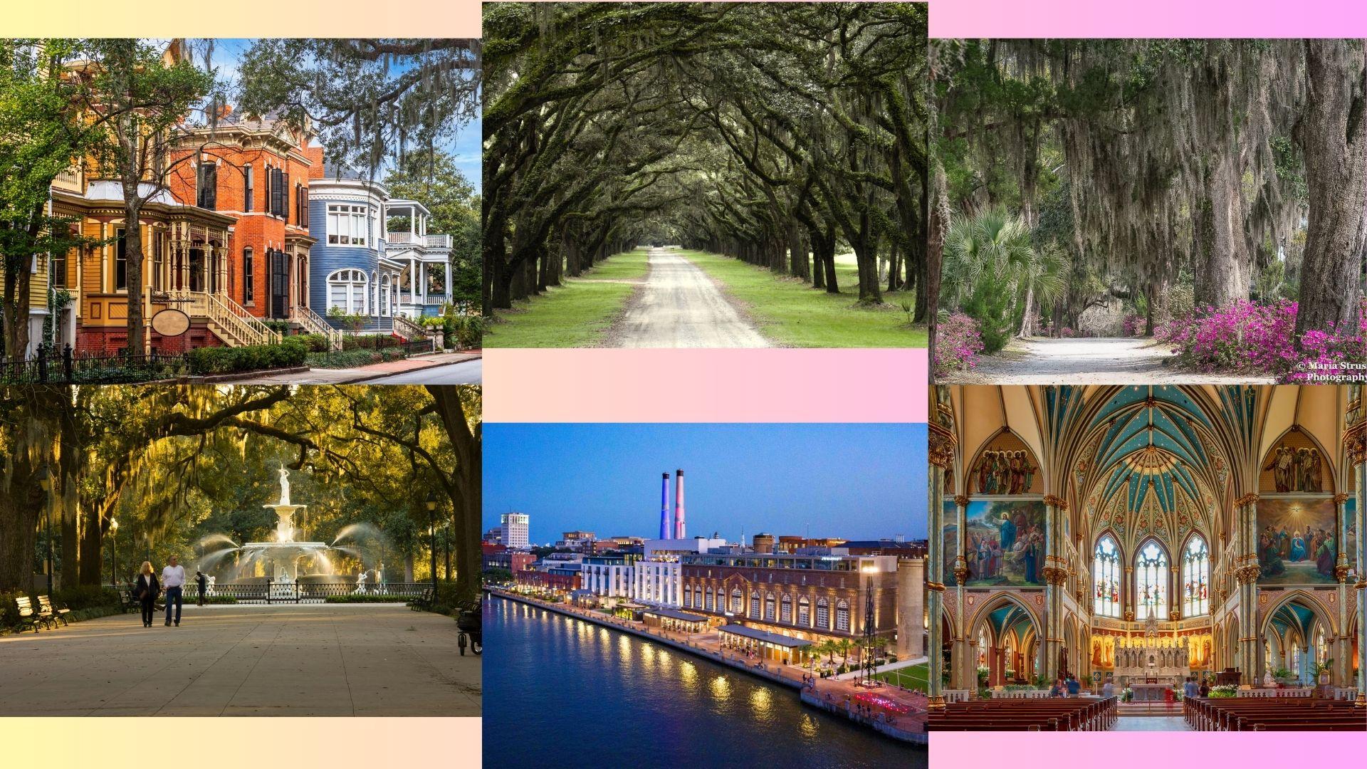 Savannah's most iconic attractions including historic landmarks and famous parks.