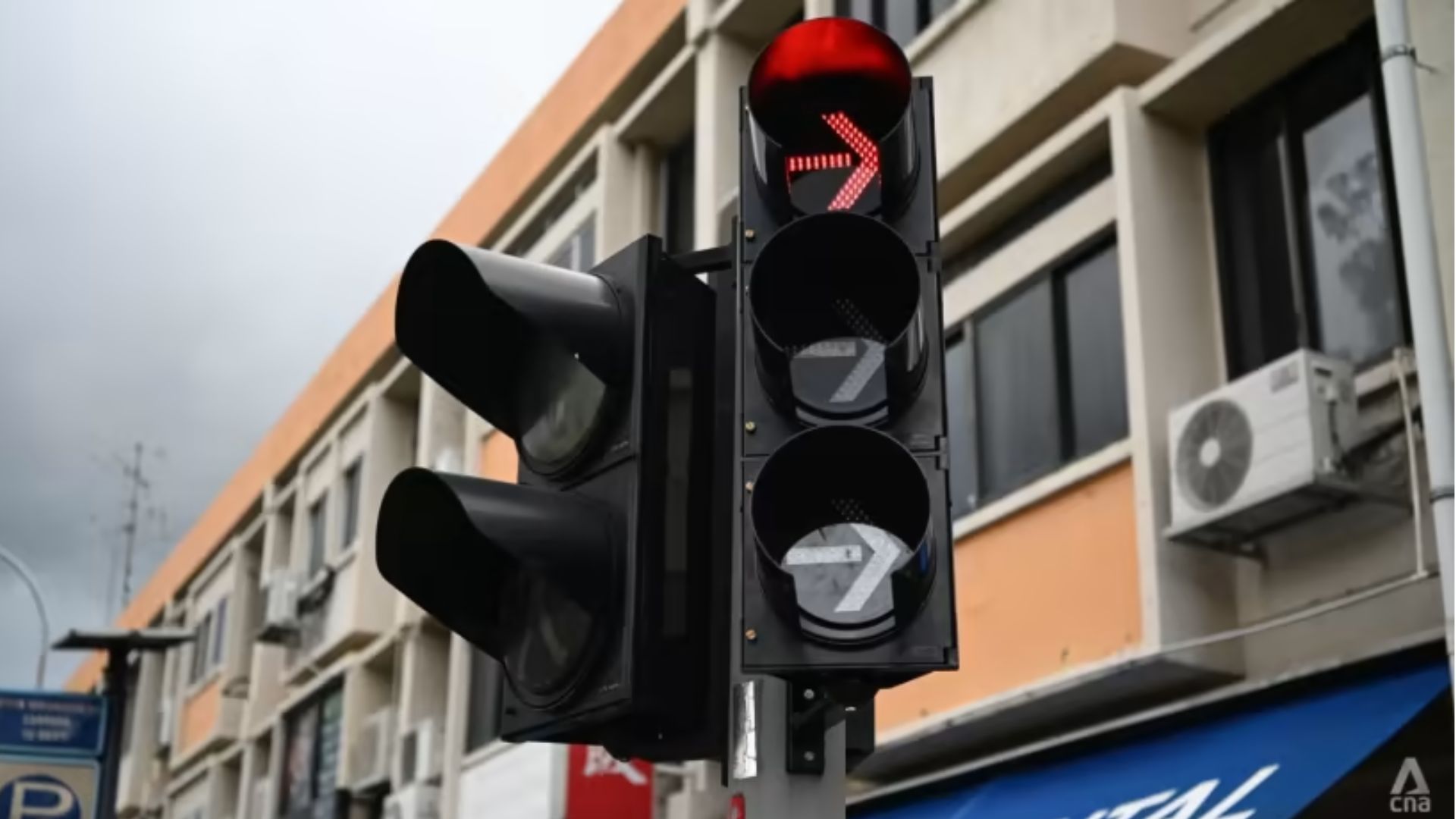 Red arrow traffic signal requiring drivers to remain stopped.