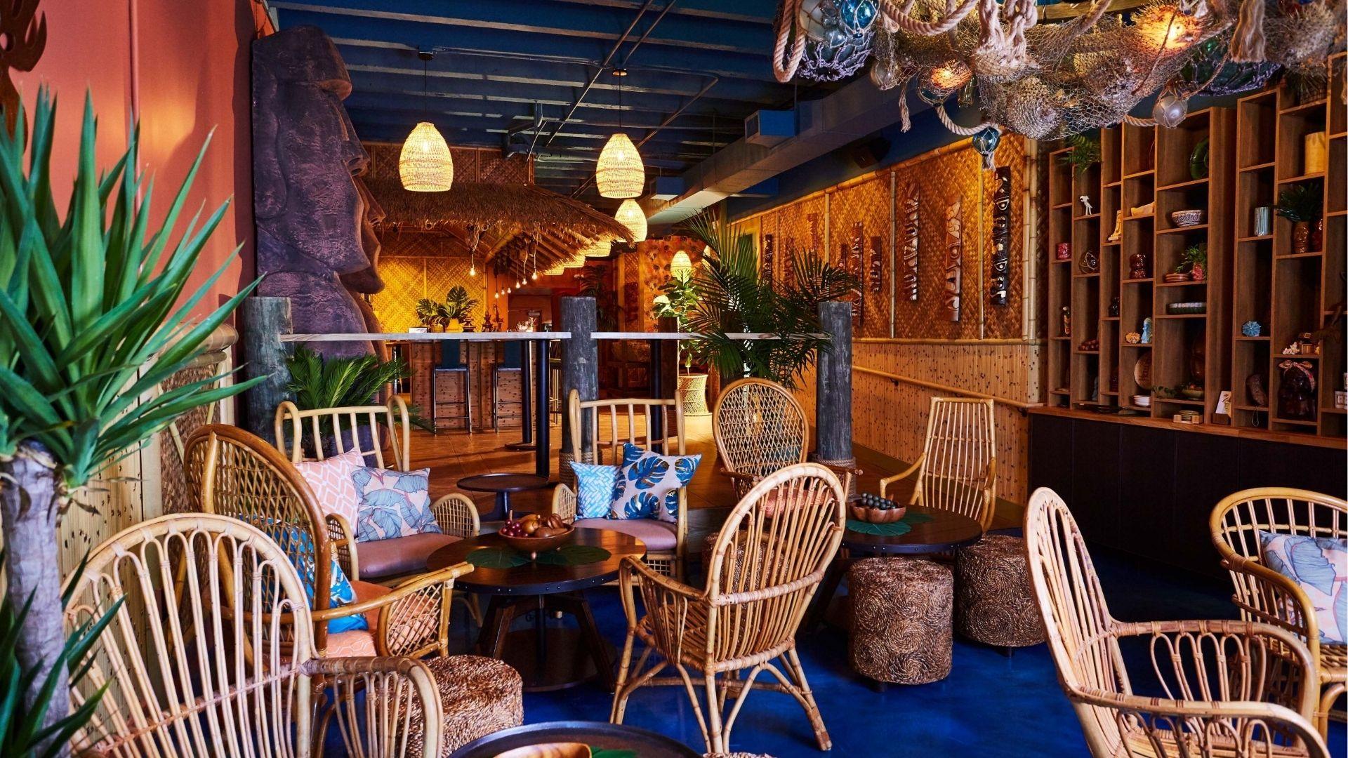 Water Witch Tiki Bar with nautical decor in Savannah