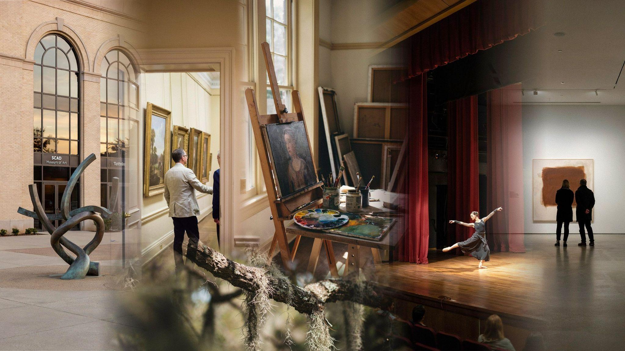 Savannah museums, galleries, and cultural attractions collage.
