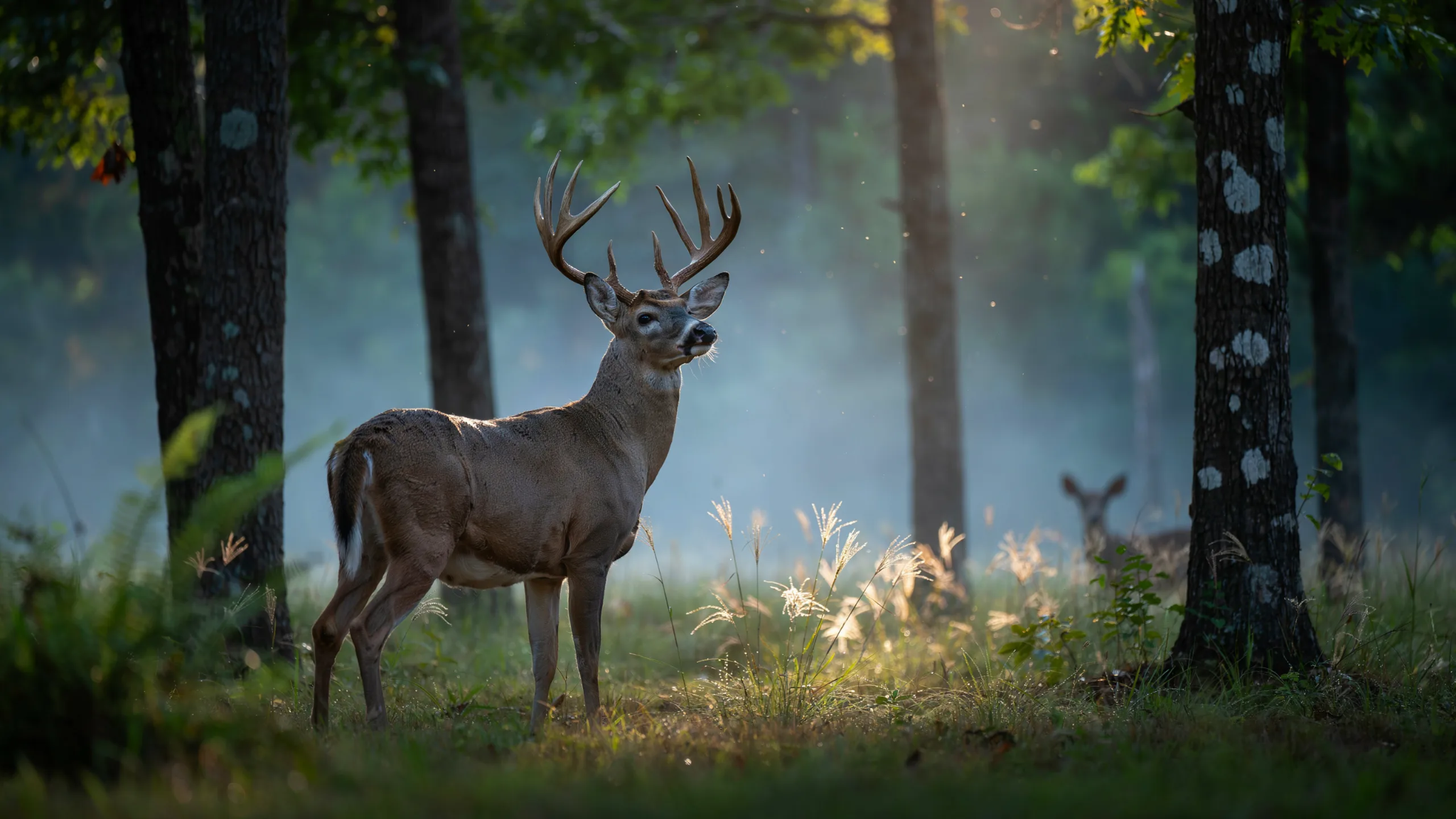 White-tailed deer standing in a natural Georgia habitat representing the state's official animal.
