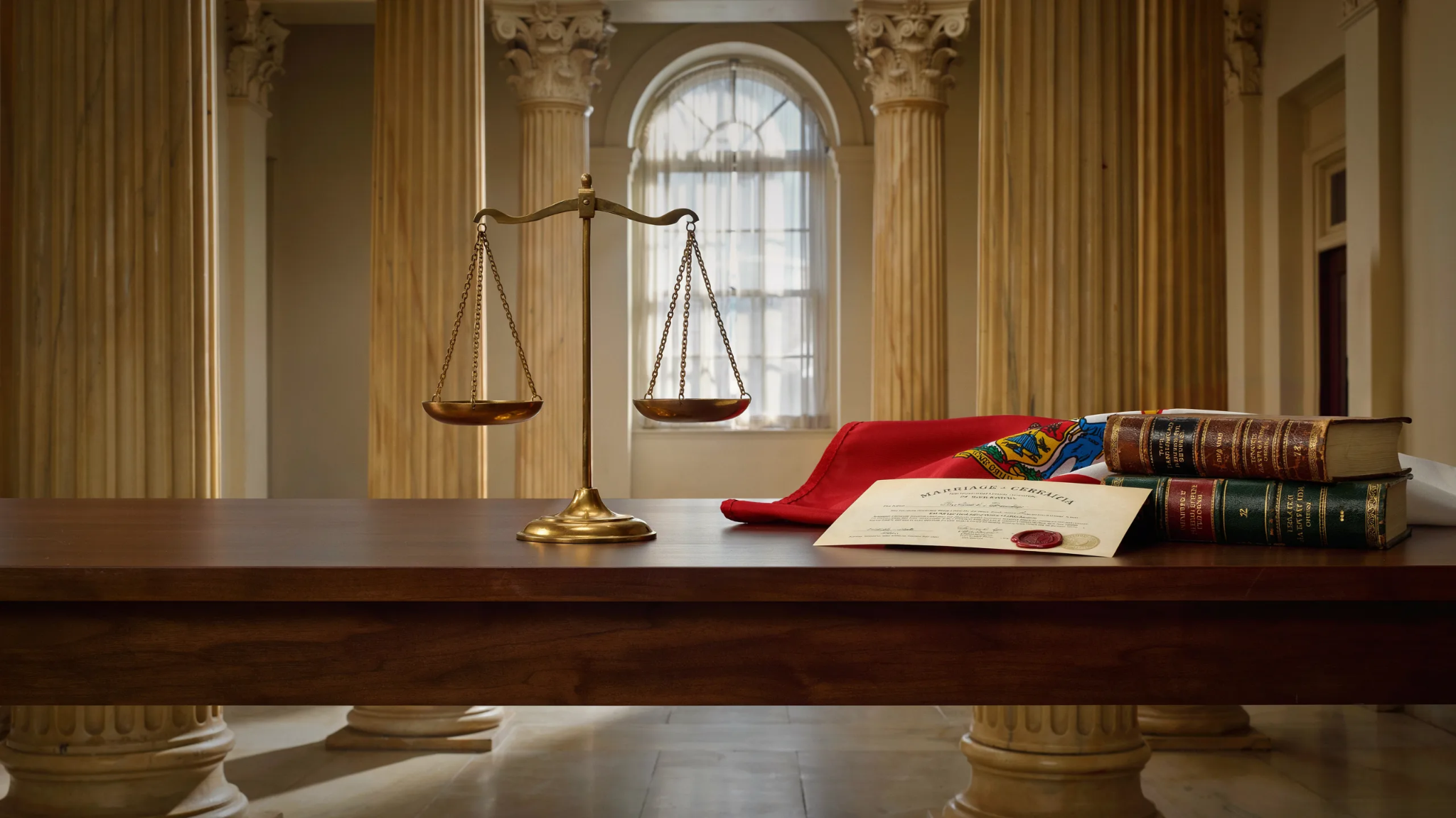 Legal documents and courthouse elements explaining Georgia common law status.