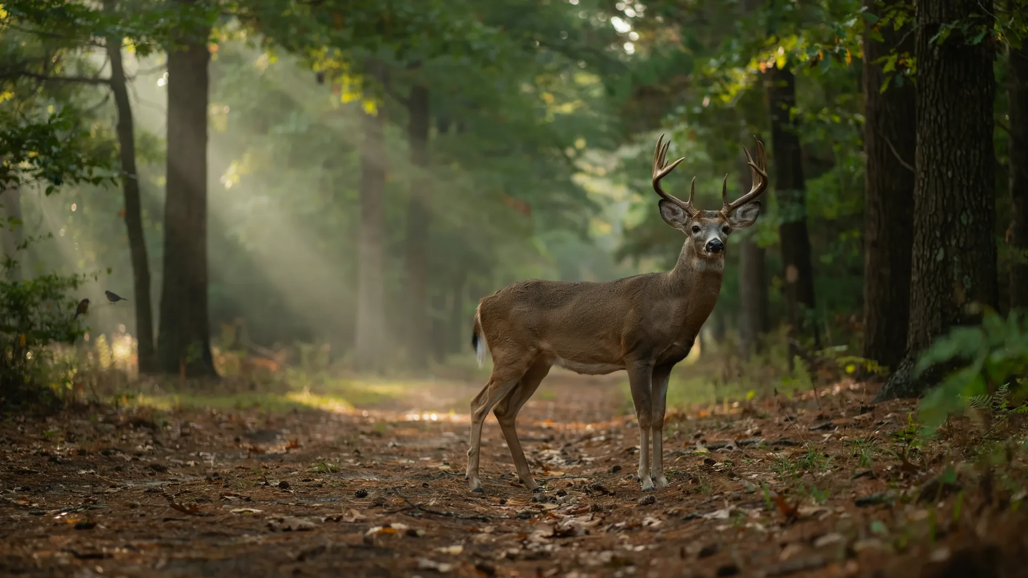 White-tailed deer in a forest representing Georgia's official state animal.