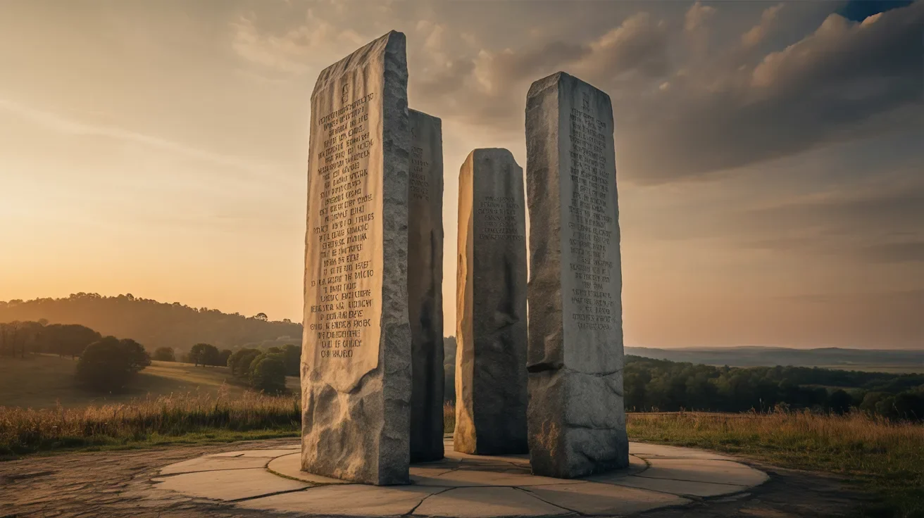The Georgia Guidestones representing philosophical and societal ideas