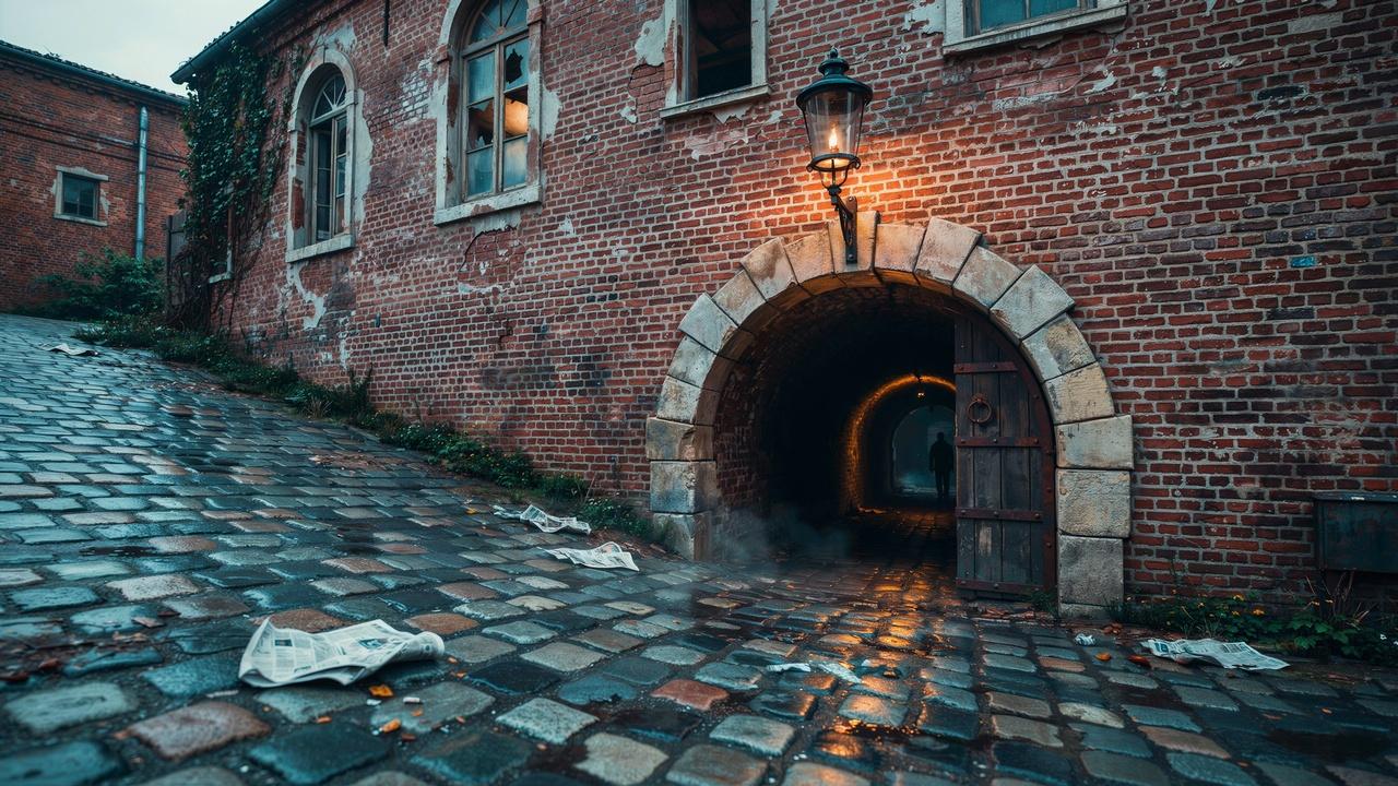 Historic sealed tunnel entrance beneath Factors Walk.