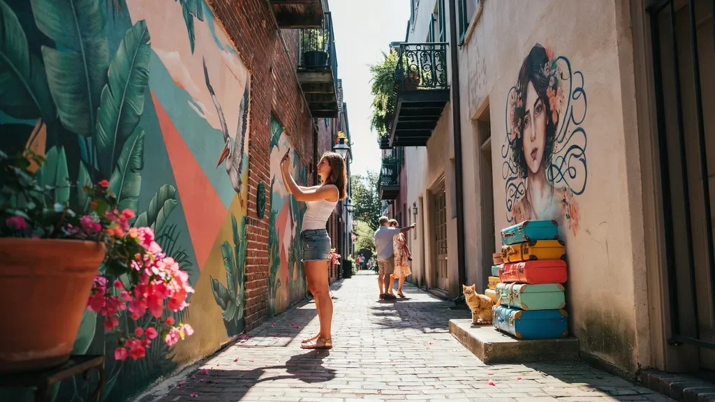 Street murals and public artwork throughout Starland District.