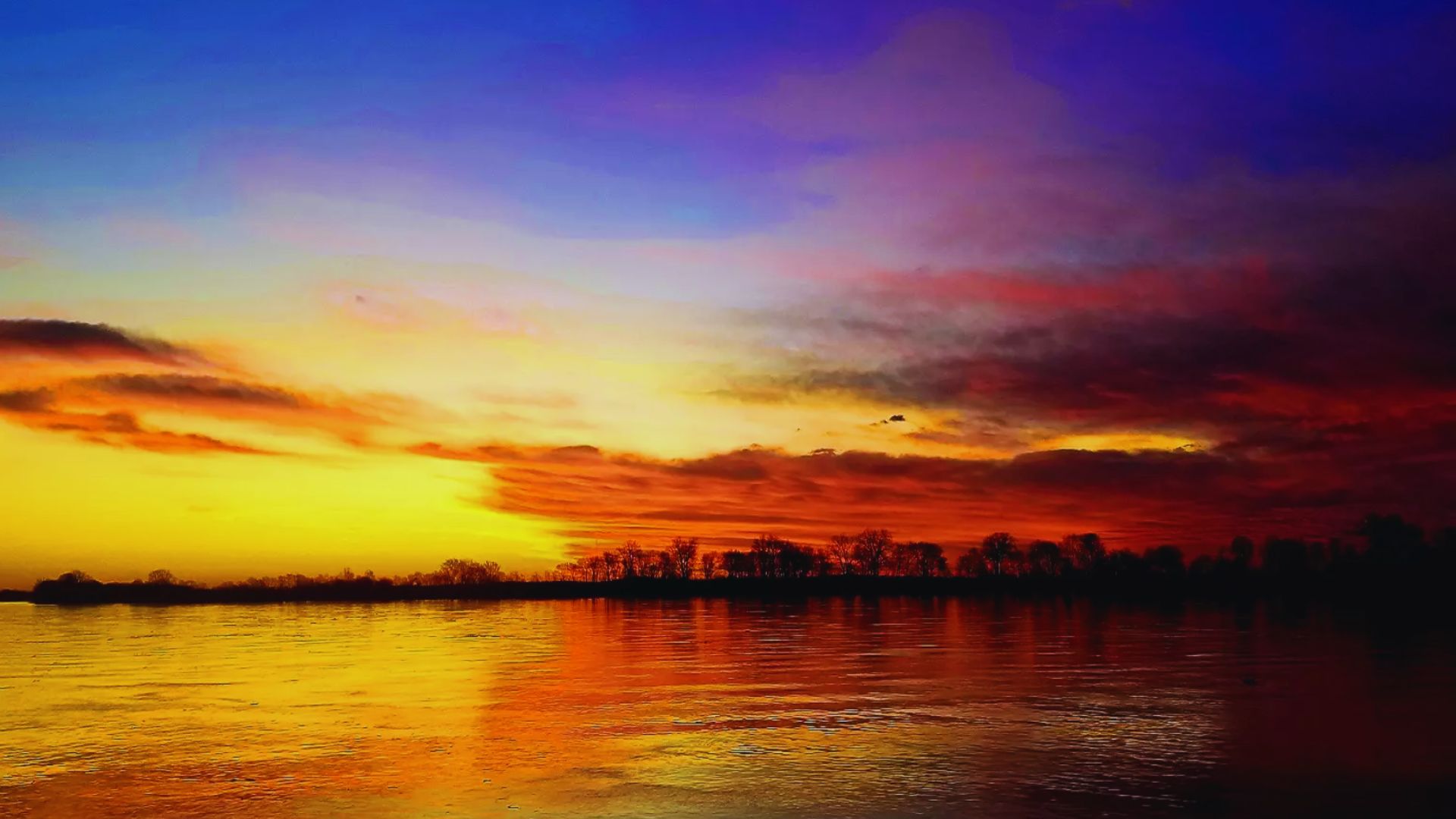 Brilliant sunset along the Ohio River.