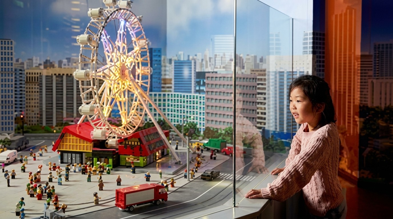a girl enjoying the LEGOLAND discovery center.