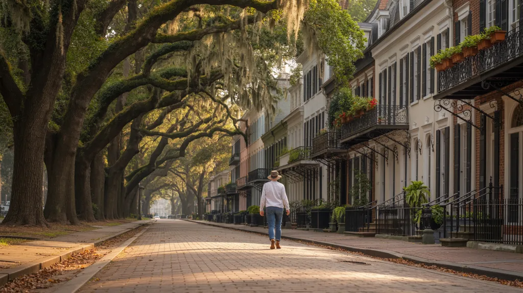 Self-guided walking tour along Jones Street in Savannah.