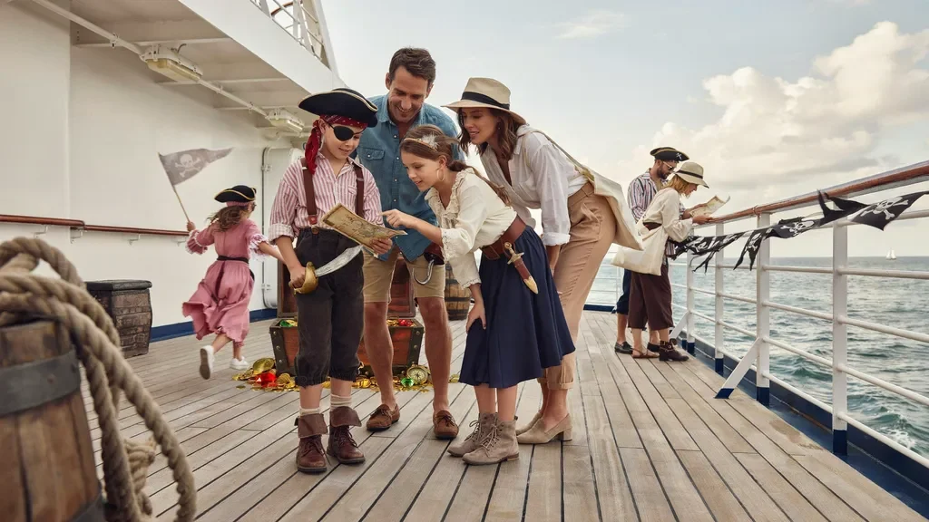 Children enjoying a pirate-themed cruise adventure.