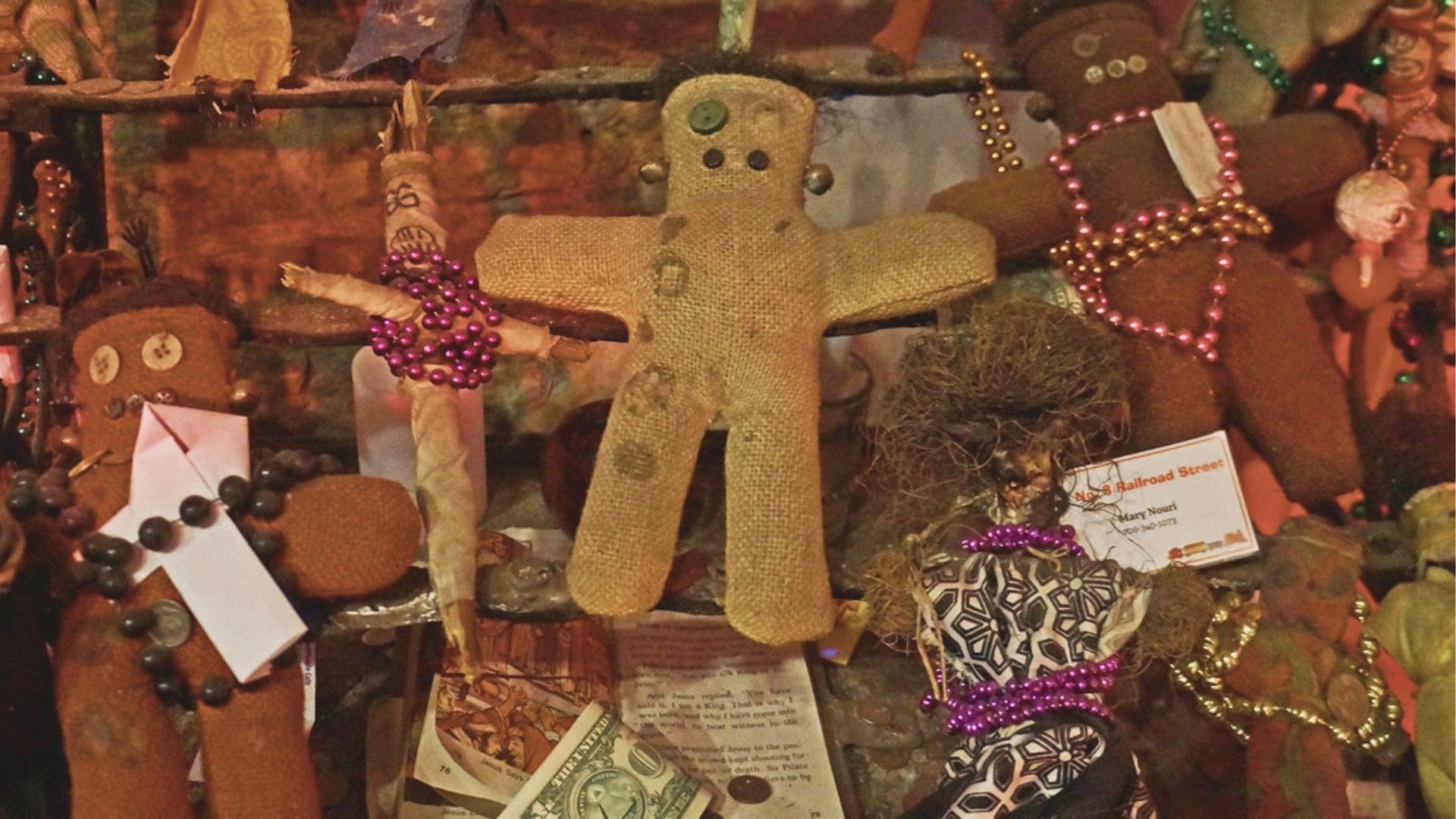 Visit New Orleans voodoo culture at a French Quarter shop with handmade dolls, beads, and offerings.