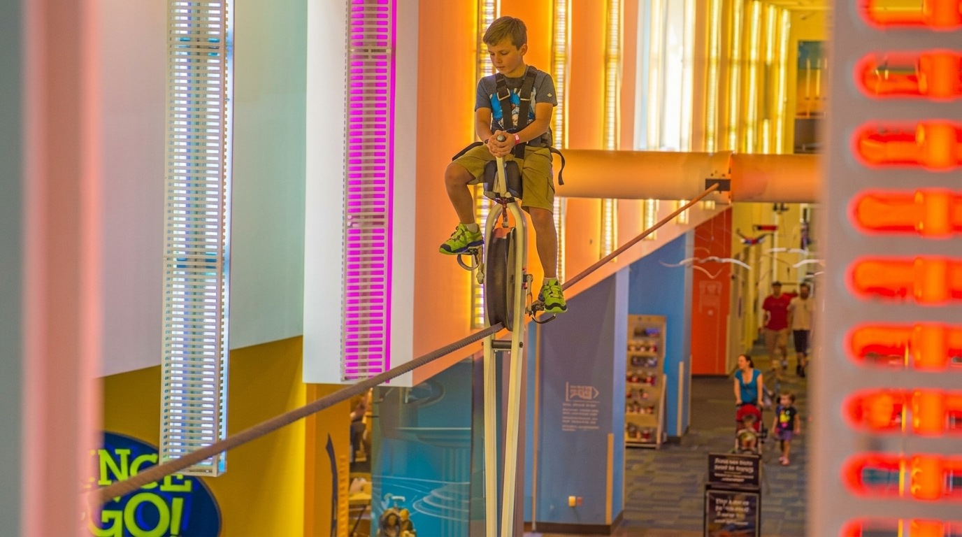 a kid enjoying indoor games.