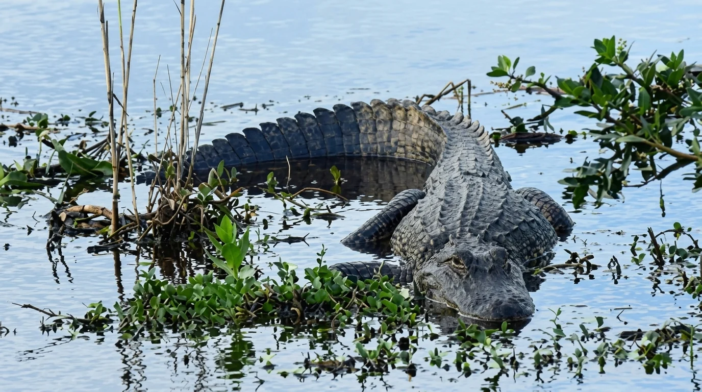 An Alligator in the freshwater pond.