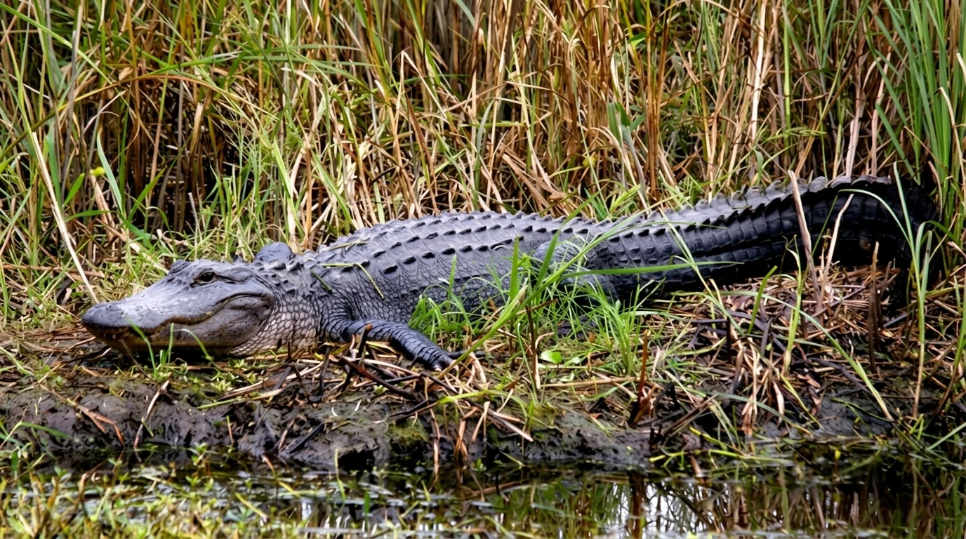 Alligator at the Caw Caw Interpretive Centre.