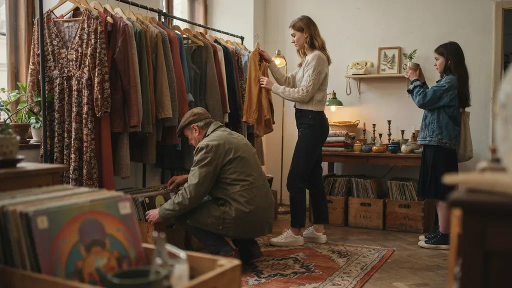 Vintage shopping experience in Starland District.