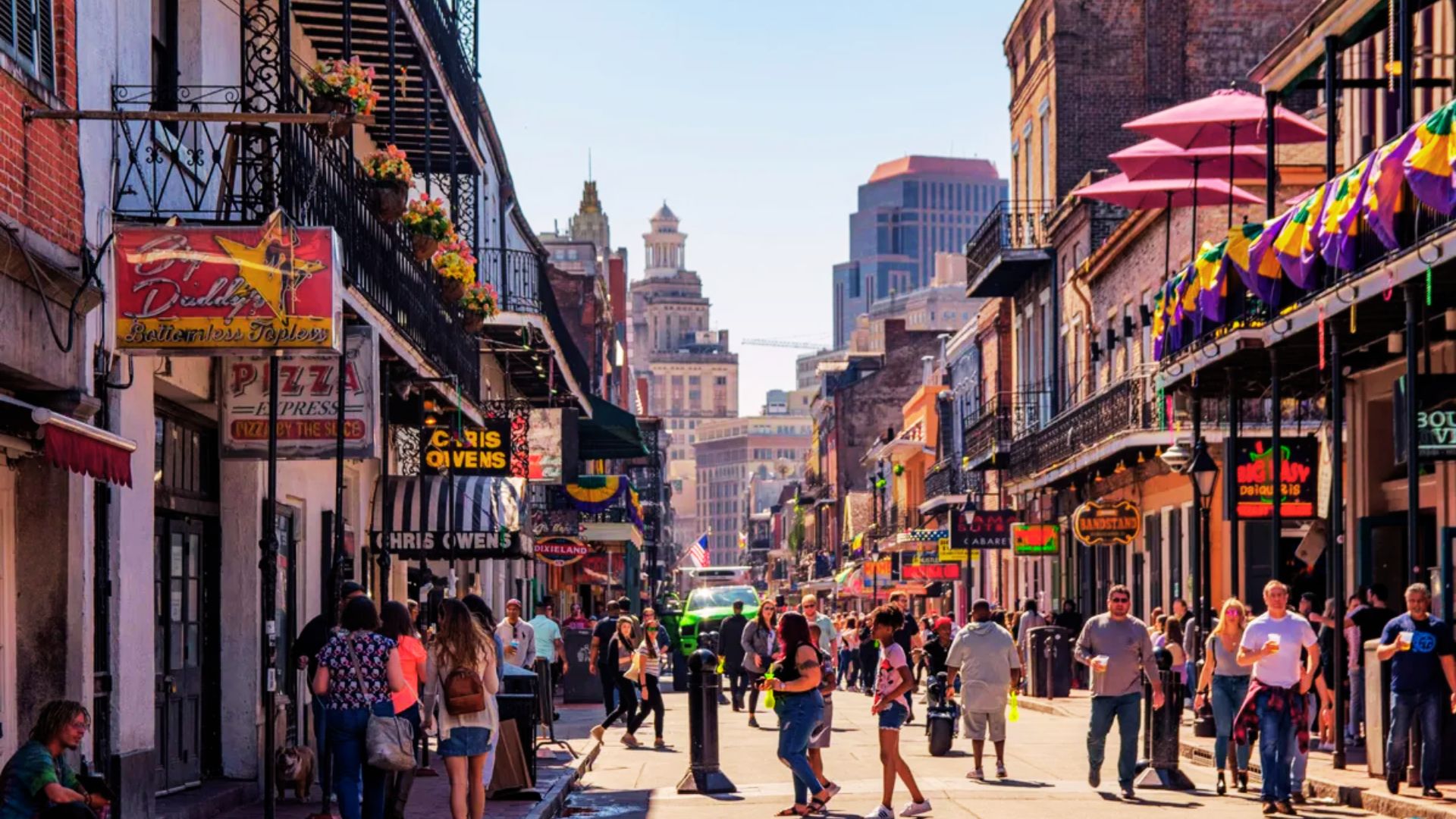 street filled with food places.