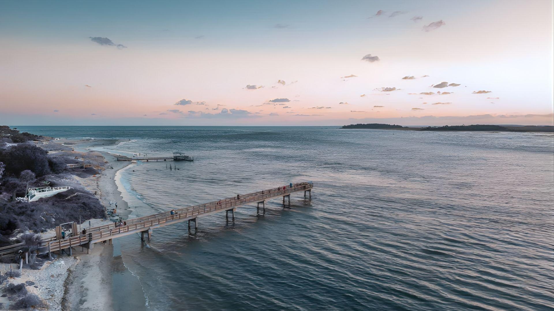 Aerial view of Tybee Island South Beach