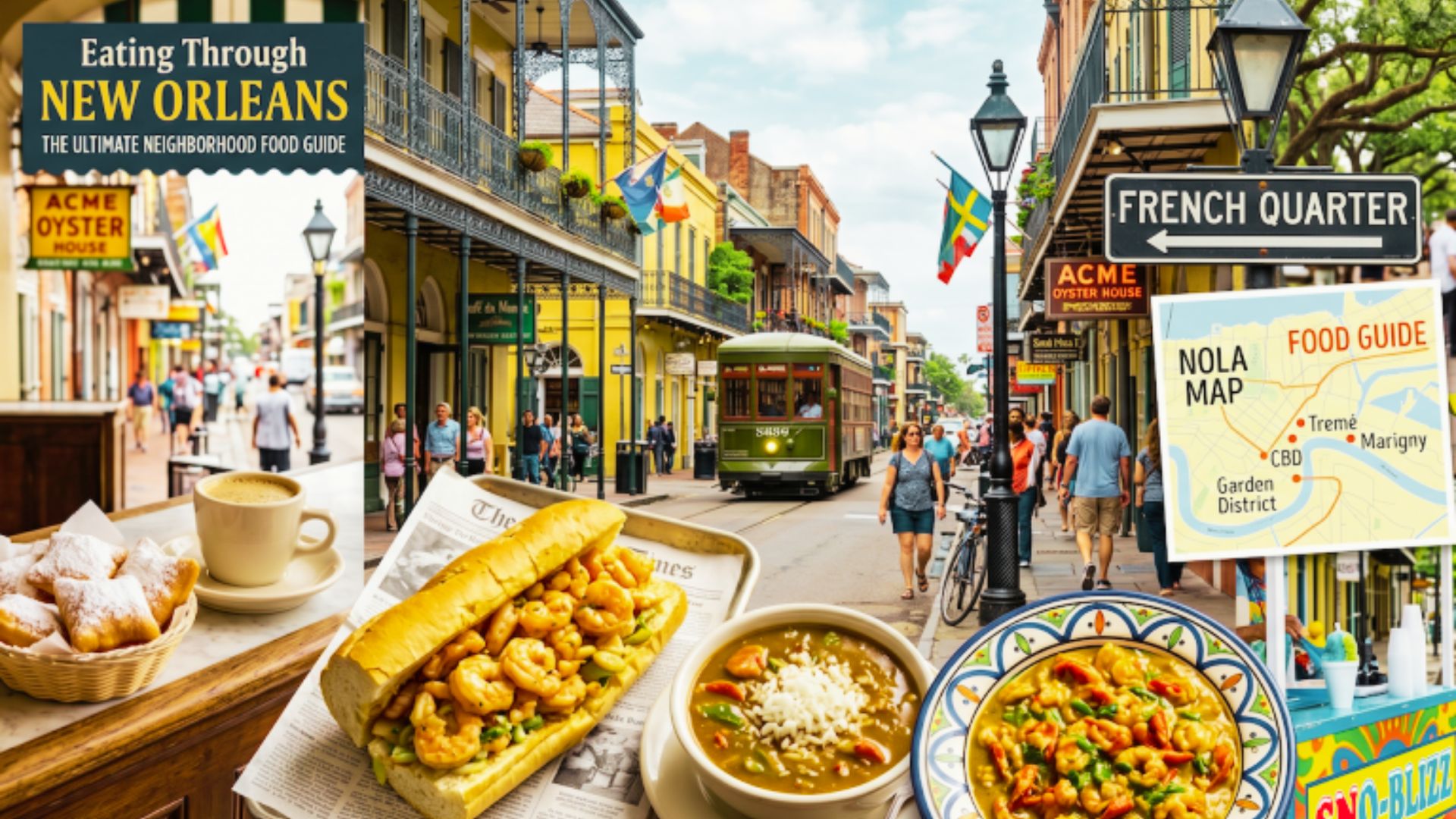 image showing foods and various neighborhoods.