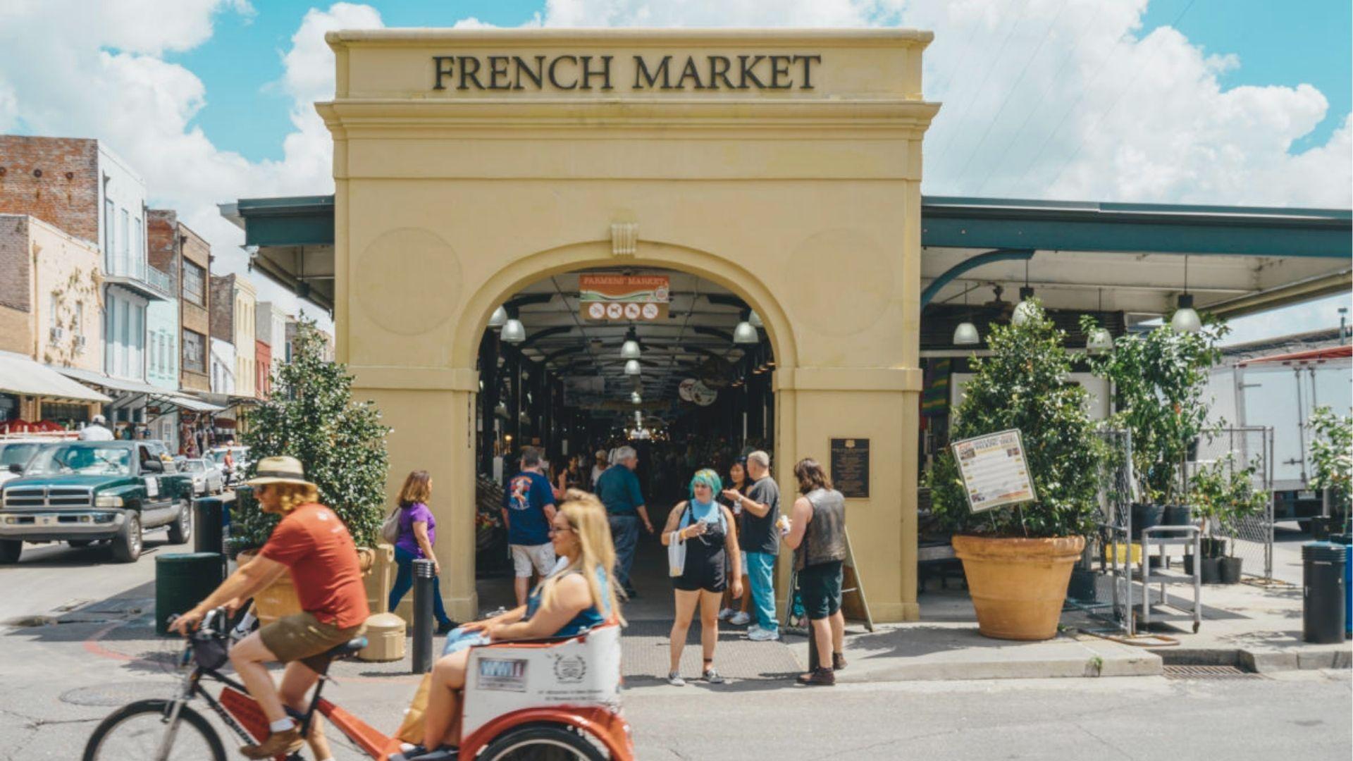 Shop and snack at the historic French Market, a bustling open-air pavilion in the French Quarter.