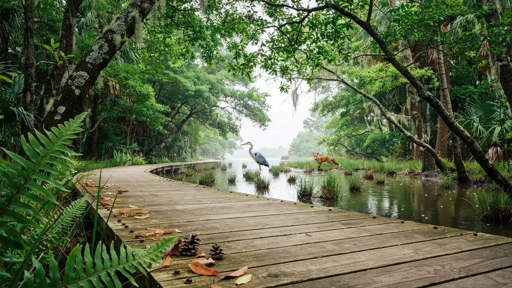 Walking trails inside Sea Pines Forest Preserve.