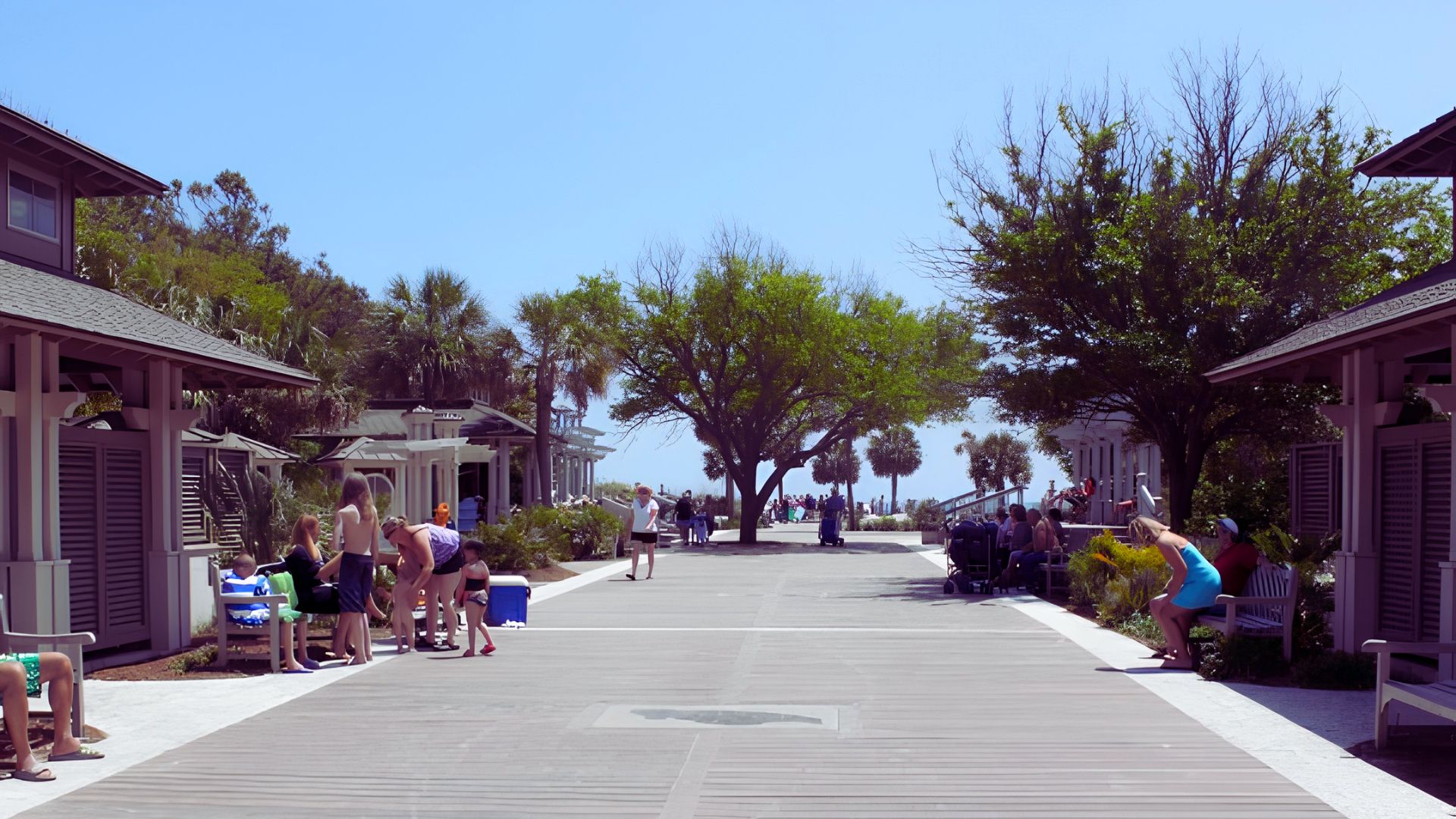 Coligny Beach Park and shopping area on Hilton Head Island.