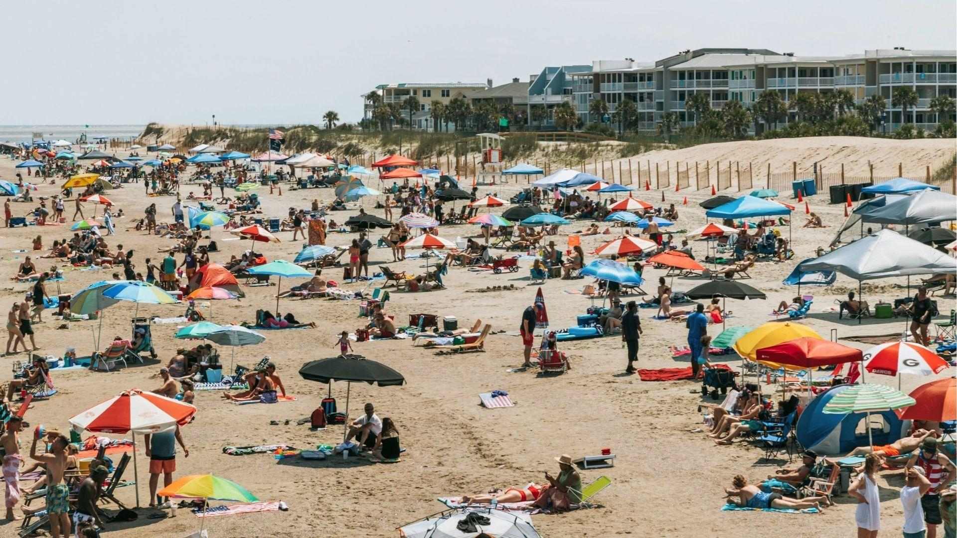 Tybee Island beach near Savannah Georgia on a mild October afternoon