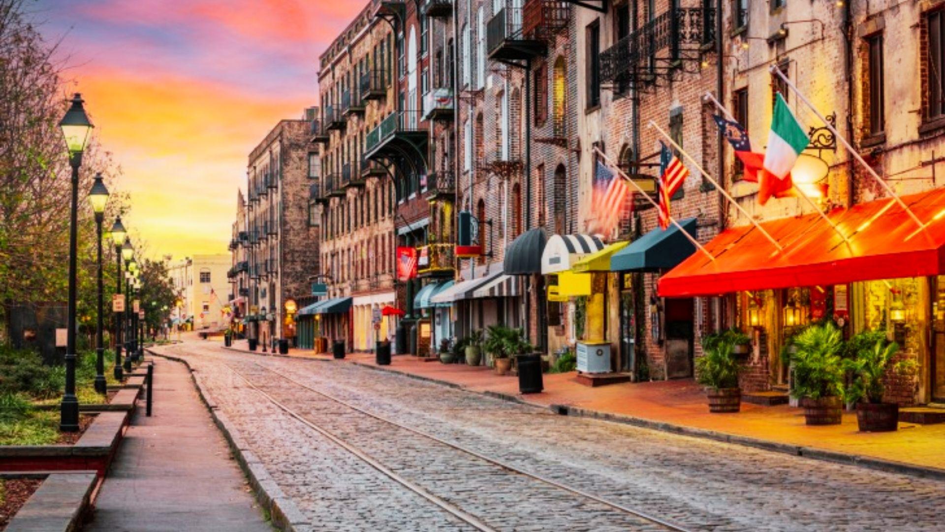 image showing one of the famous market streets of Savannah.