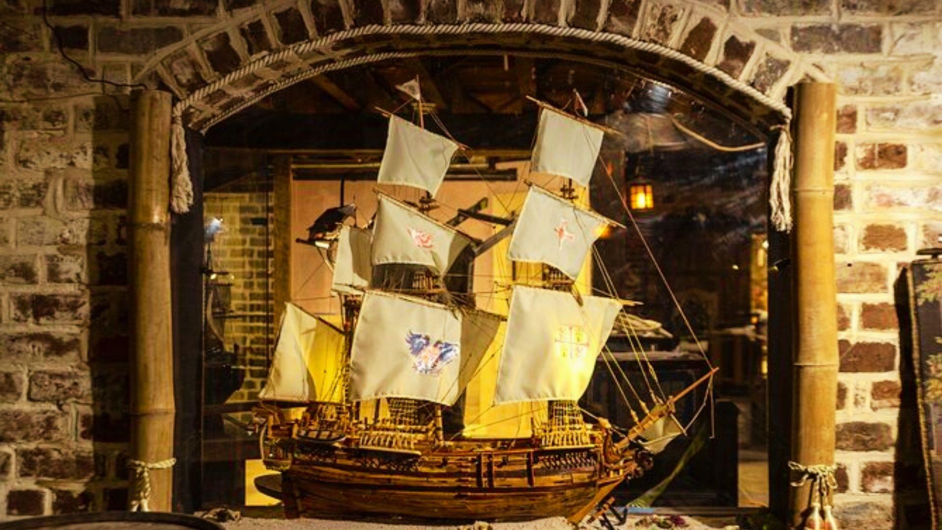 a historic boat on display at the museum in Savannah.