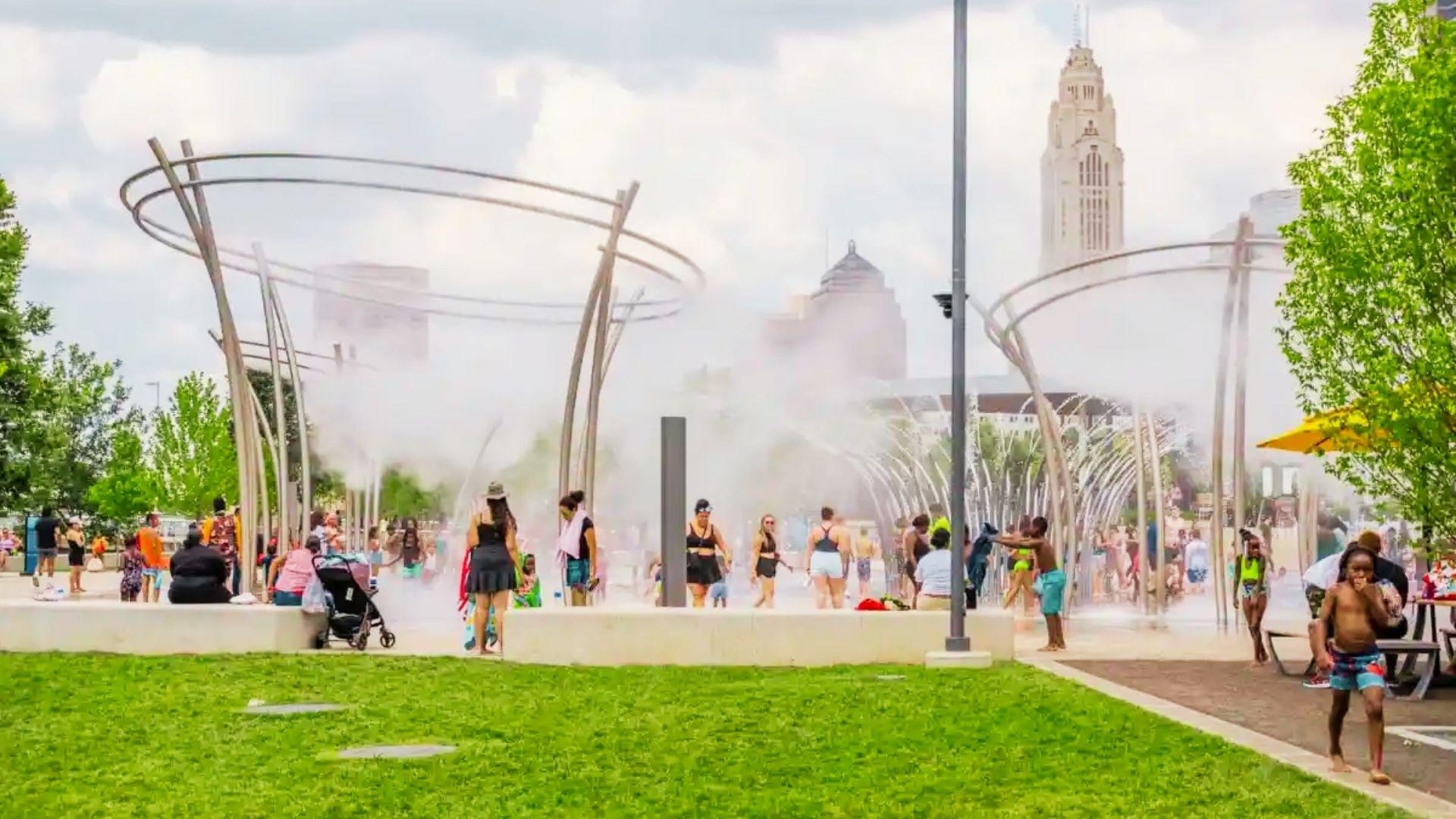children are enjoying at the Scioto River in downtown Columbus
