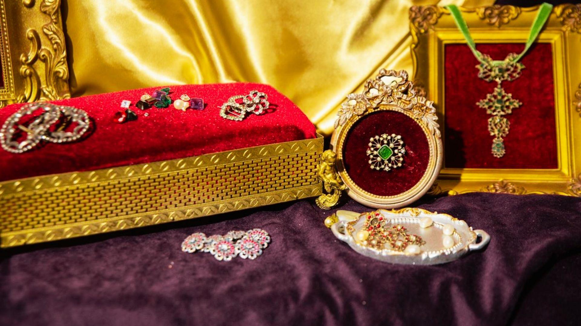 ancient ornaments on display inside the museum.