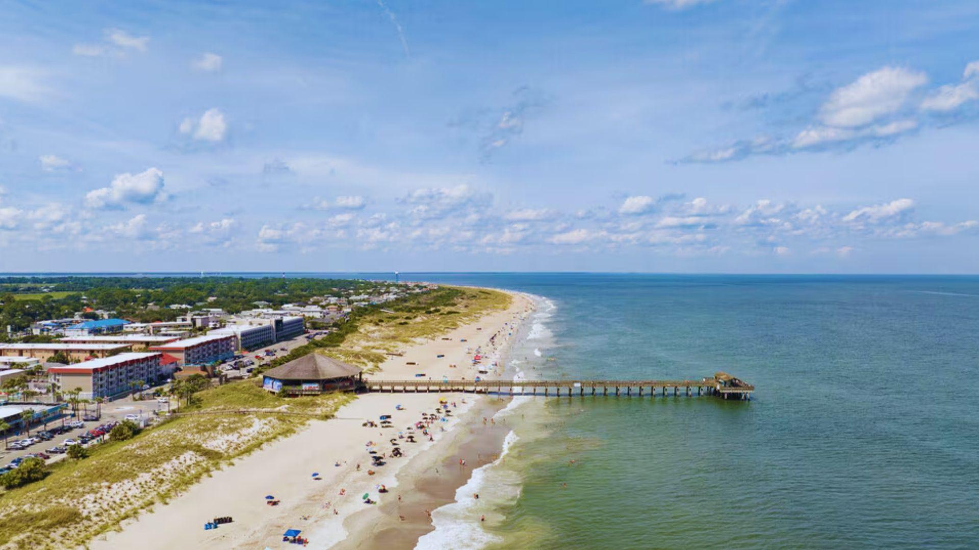 Aerial view of Tybee Island.