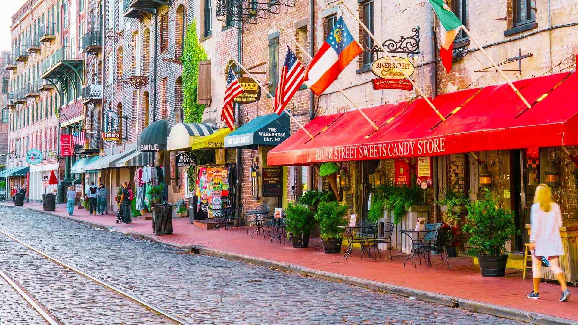 image showing Savannah’s market street.