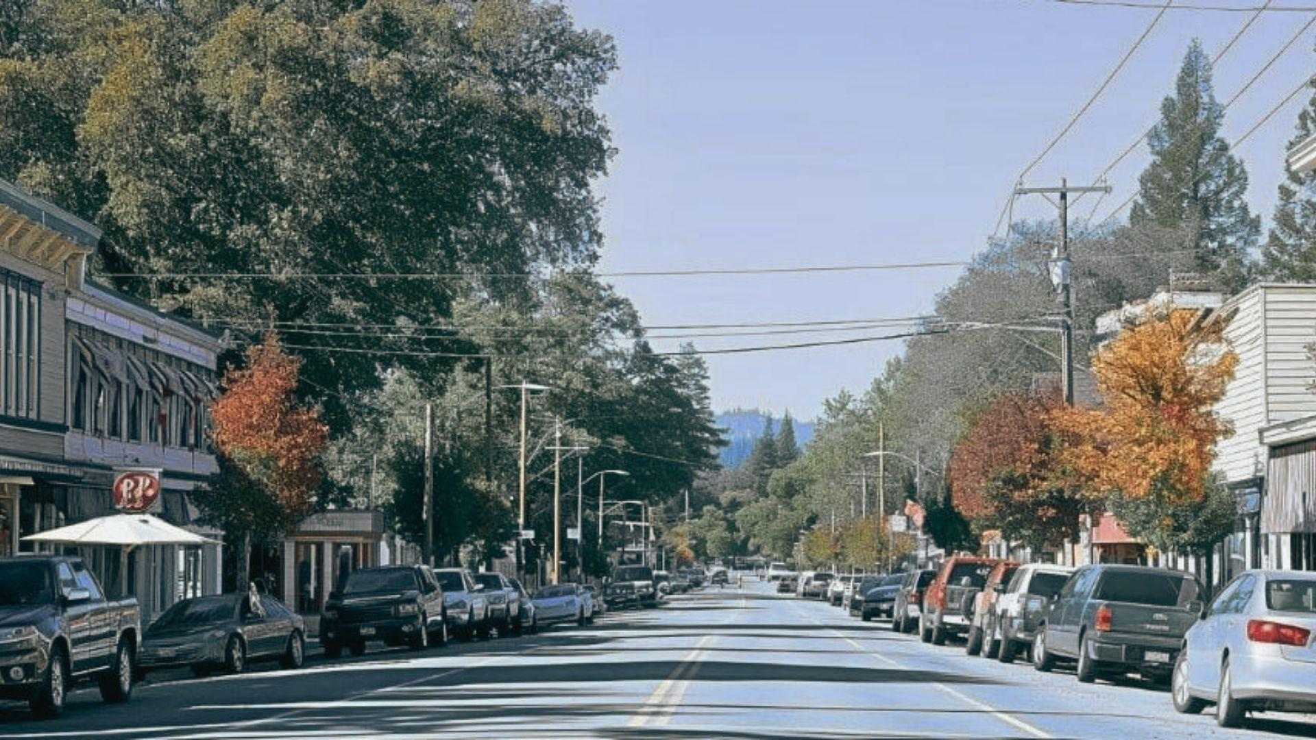 image showing the streets of Warm Spring.