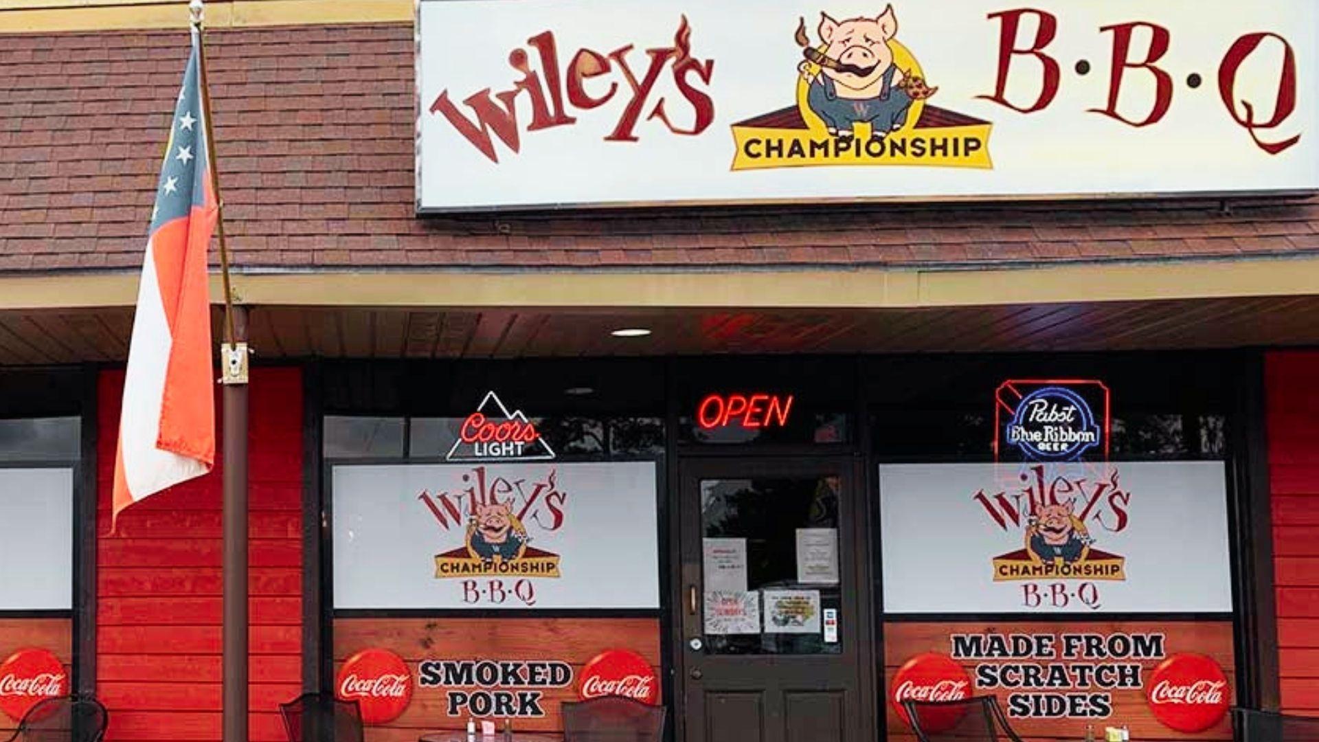 outside the Wiley's Championship BBQ.