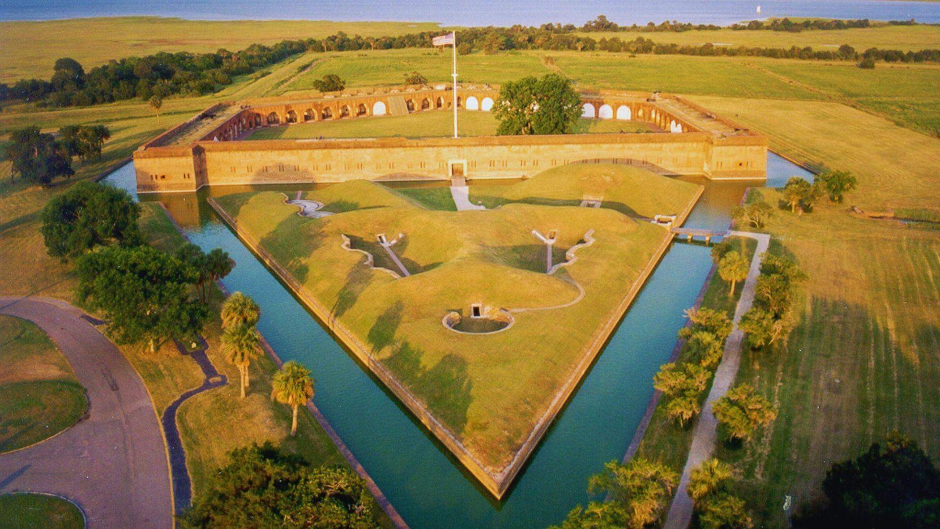 Aerial view of Fort Pulaski.