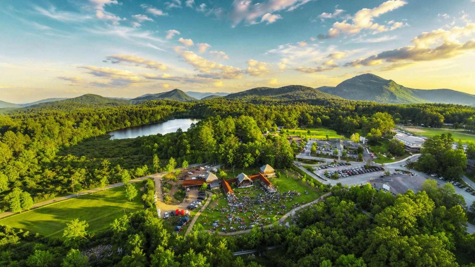 Aerial view of Cashiers in North Carolina.