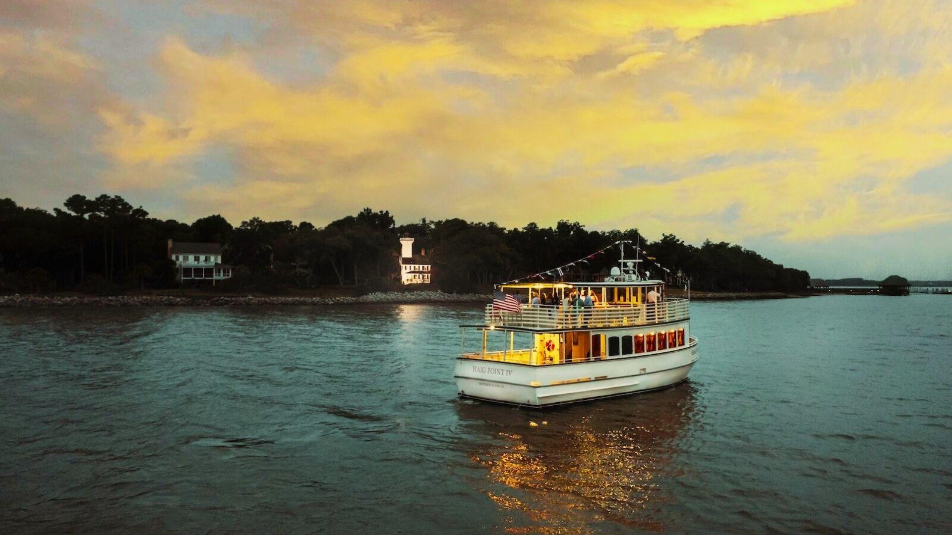 A ferry taking tourists to Daufuskie Island.