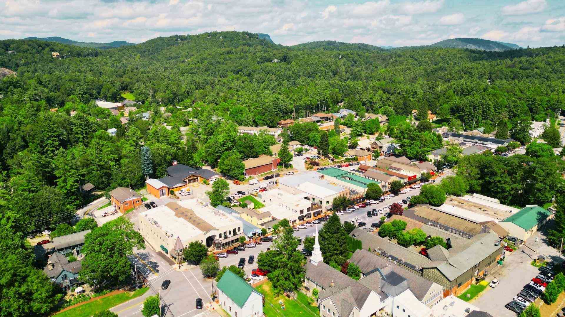 Aerial view of Highlands in North Carolina.